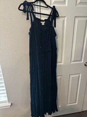 Macy’s (3X) Navy Tie-Shoulder Maxi Dress